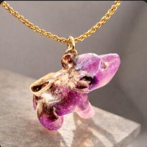 Genuine Amethyst Bear Necklace Pendant.